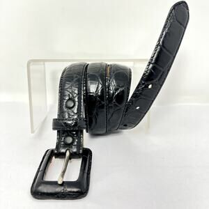 WCM New York Genuine Italian Leather Men Size Medium Black Belt Brass Designer